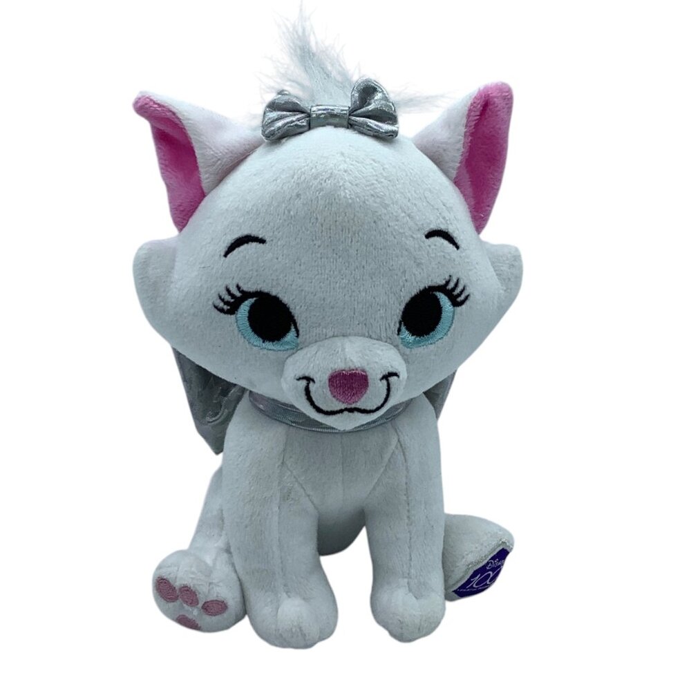Disney 100 Years Of Wonder Aristocats Marie Plush Stuffed Animal Toy Silver Bow